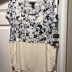 DKNY short sleeve, mixed media top